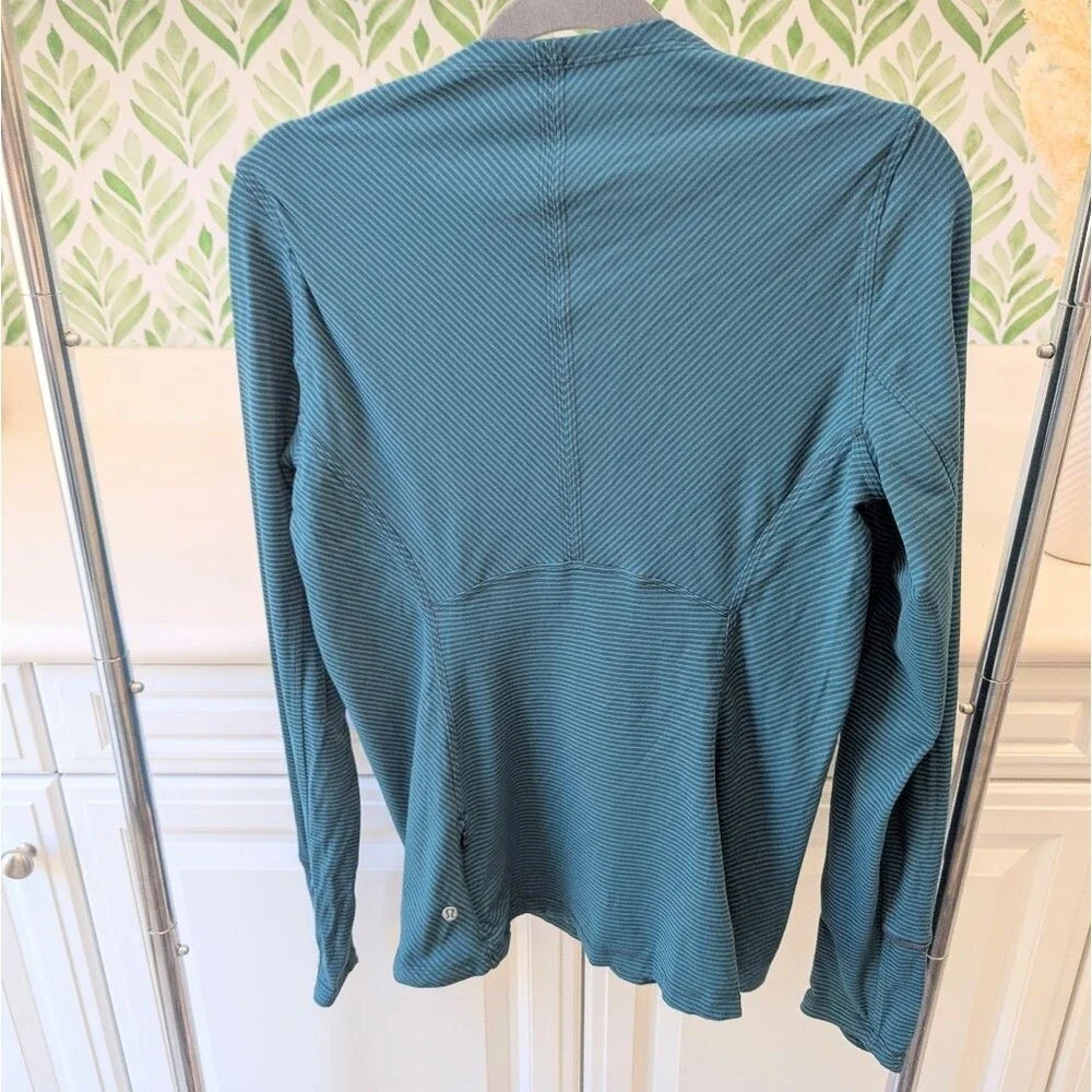 Lululemon Long Sleeve Kanto Catch Me 10 Mini Pop Stripe Dark Fuel Forge Teal